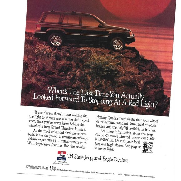 Jeep Eagle Grand Cherokee Limited 4 x 4 1990s  Vintage Print Ad - Picture 3 of 4